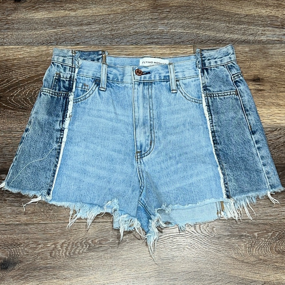 Flying Monkey Two Tone Patch High Rise Denim Shor… - image 8